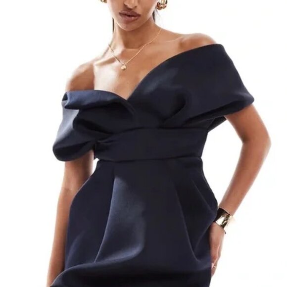 ASOS Design off-shoulder bubble hem mini dress - Size 10 - NWT - Picture 6 of 6